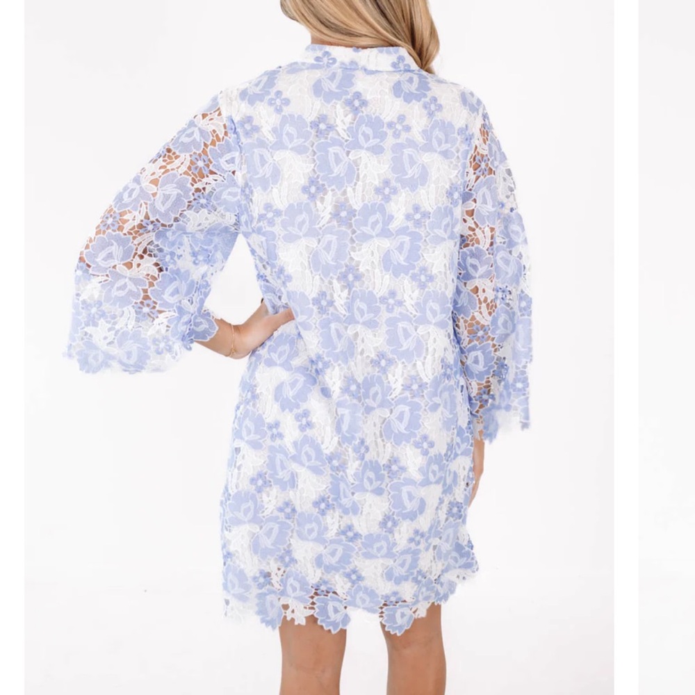 NWT J.Marie Maggie Floral Lace Shift Dress Sz XS Blue White - Picture 2 of 13